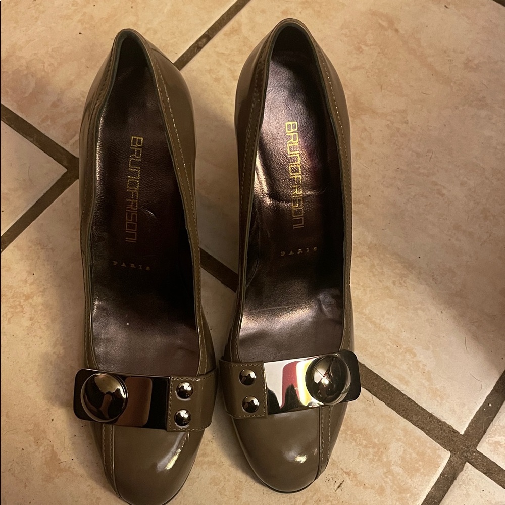 Taupe Heels with Buckle Detail